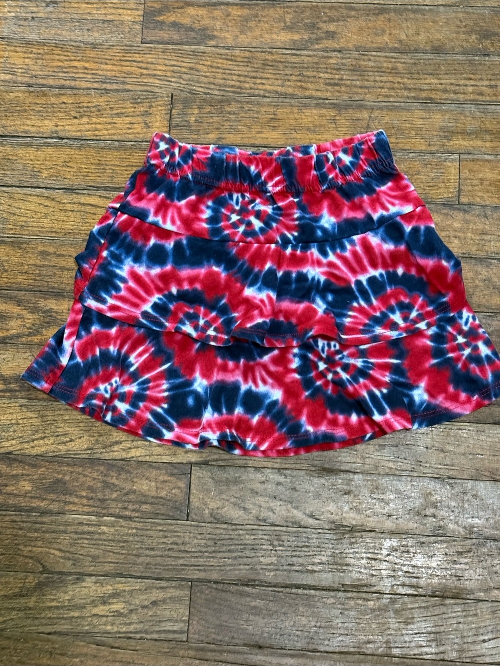 Girls Tiered Tie-Dye Skirt - Red & Blue